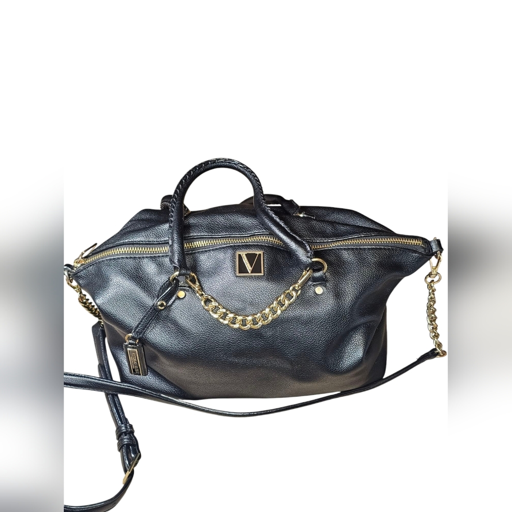 Victoria's Secret shoulder satchel black logo with mini mirror